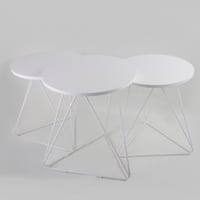 طقم طاولات خدمة ابيض 1+2 (حديد & خشب)