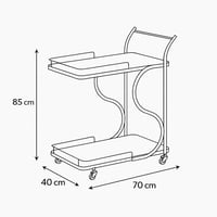 عربة تقديم لور بطبقتين معدني مع رفوف خشبية بني