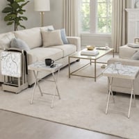 طقم طاولات خدمة فضي + عربه متحركه