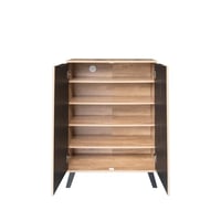 خزانة أحذية بابين خشب ماليزي - خشبي وأسود