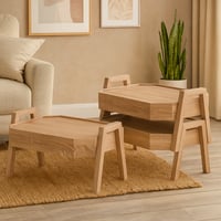 طقم 3 طاولات ارضيه - لون بيج - سداسي الشكل