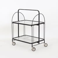 عربة إيليت قابلة للطي - معدن اسود - أرفف بلاستيك