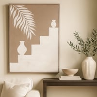 لوحة حائط يدوي - برواز خشبي - ألوان ترابية