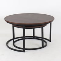 طقم طاولات أوربت - طاولات خدمة دائرية - خشب بني