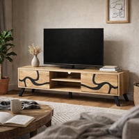 طاولة تلفزيون مستطيلة خشب ماليزي 160 سم - بيج واسو...