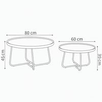 طقم طاولات قهوة وسط خشب بقواعد معدن