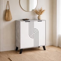 خزانة أحذية خشب ماليزي 4 أرفف بابين – تصميم رمادي...