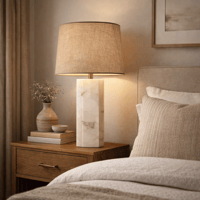 مصباح طاولة أنيق بقاعدة رخامية طبيعية وغطاء قماشي...