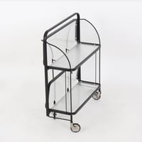 عربة إيليت قابلة للطي - معدن اسود - أرفف بلاستيك