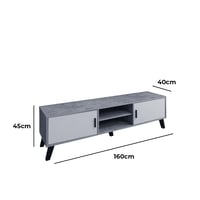 وحدة تلفاز عصرية 160 سم بتشطيب خشبي رمادي مع أرفف...