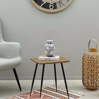 طاولة خدمة - أرجل حديد - سطح خشبي بشكل مربع