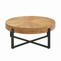 طقم طاولات بتصميم عصري يجمع بين الخشب الطبيعي والق...