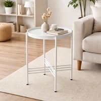 طاولة دائرية - معدن ابيض - أعمدة متداخلة