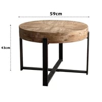 طاولة سطح خشبي عريض - قواعد معدنية طويلة