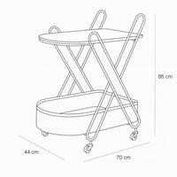 عربة تقديم عصرية بتصميم معدني متقاطع ورف خشبي علوي...