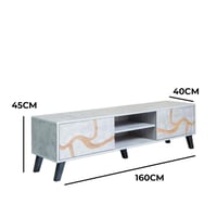 طاولة تلفزيون مستطيلة خشب ماليزي 160 سم - رمادي فا...