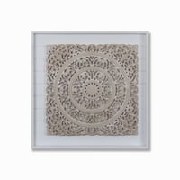 لوحة حائط خشب - برواز أبيض مربع