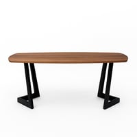 طاولة مجلس بسطح خشبي بقواعد حديد