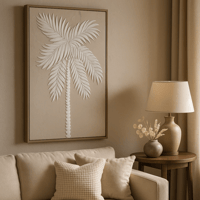 لوحة حائط يدوي - رسمة النخيل - إطار خشب