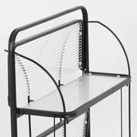 عربة إيليت قابلة للطي - معدن اسود - أرفف بلاستيك