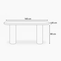 كونسول أنيق بسطح خشبي داكن وقواعد أسطوانية فاتحة ب...