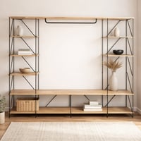 وحدة تخزين رفوف خشب ماليزي متعددة الإستخدام خشبي