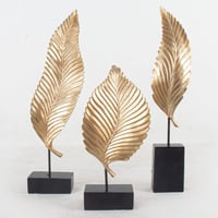 طقم تحف ابداعي بشكل ثلاث اوراق ذهبيه