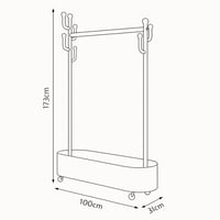 علاقة ملابس بعجلات وسلة تخزين، عملية وأنيقة.
