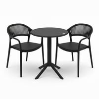 طاولة خارجية دائرية مع كرسيين بتصميم عصري، مصنوعة...