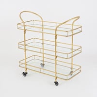 عربة تقديم كلاسيكية مستطيلة بثلاثة أدوار