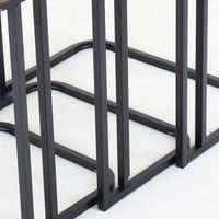 طقم طاولات خدمة - قواعد معدن - سطح خشبي مستطيل