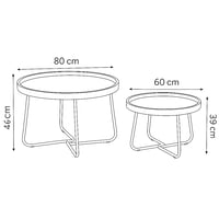 طقم طاولات قهوة وسط خشب أسود - قواعد معدن