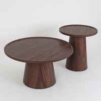 طقم طاولات دائرية بنية فاخرة - 2 قطعة