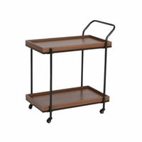 عربة تقديم بتصميم عصري يجمع بين الخشب الدافئ والهي...