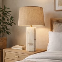مصباح طاولة أنيق بقاعدة رخامية طبيعية وغطاء قماشي...
