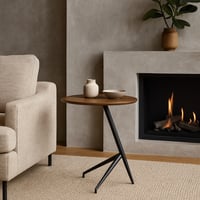 طاولة جانبية بتصميم عصري بسيط بسطح بيضاوي وقاعدة م...