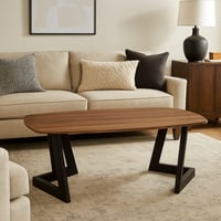 طاولة مجلس بسطح خشبي بقواعد حديد