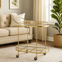 عربه تقديم دورين زجاج بقواعد معدن