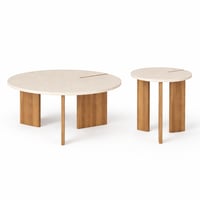 طقم طاولات عصري بتصميم أنيق يجمع بين السطح الخشبي...