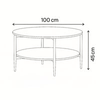 طاولة قهوة دائرية خشب - قواعد معدن