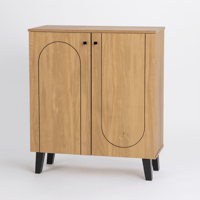 خزانة خشبية أنيقة بتصميم عصري وأرجل سوداء، مثالية...