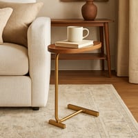 طاولة جانبية لوتس - سطح خشبي بتصميم مودرن