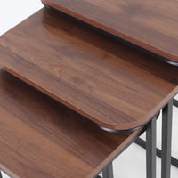 طقم طاولات خدمة - قواعد معدن - سطح خشبي مستطيل