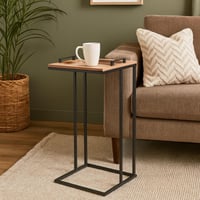 طاولة خدمة خشب - سطح مربع متحرك للتقديم - قواعد مع...