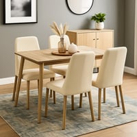 طقم طاولة طعام أنيق مكوّن من طاولة و4 كراسي بلون ب...