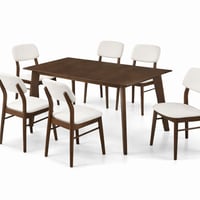 طاولة طعام بتصميم بسيط وعصري، سطح خشبي دافئ وأرجل...