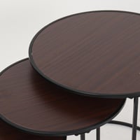 طقم 3 طاولات خدمة - قواعد معدن - أسطح خشب دائرية