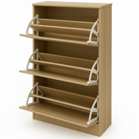 خزانة أحذية أنيقة بثلاثة أدراج، بتصميم خشبي بسيط ي...