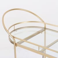 عربة تقديم ذهبي ذات سطحين زجاج