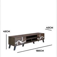 طاولة تلفزيون خشب ماليزي 180 سم - بني غامق ورصاصي